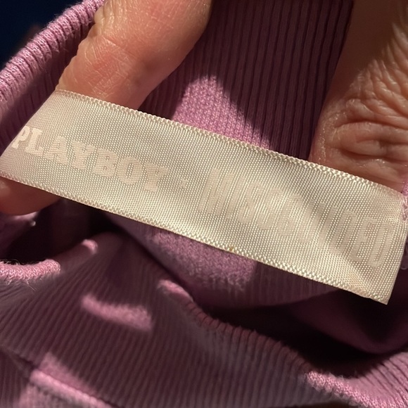 PLAYBOY Lilac Purple & Neon Ribbed Short Sleeve Cropped Top. Size 8 - Picture 7 of 9